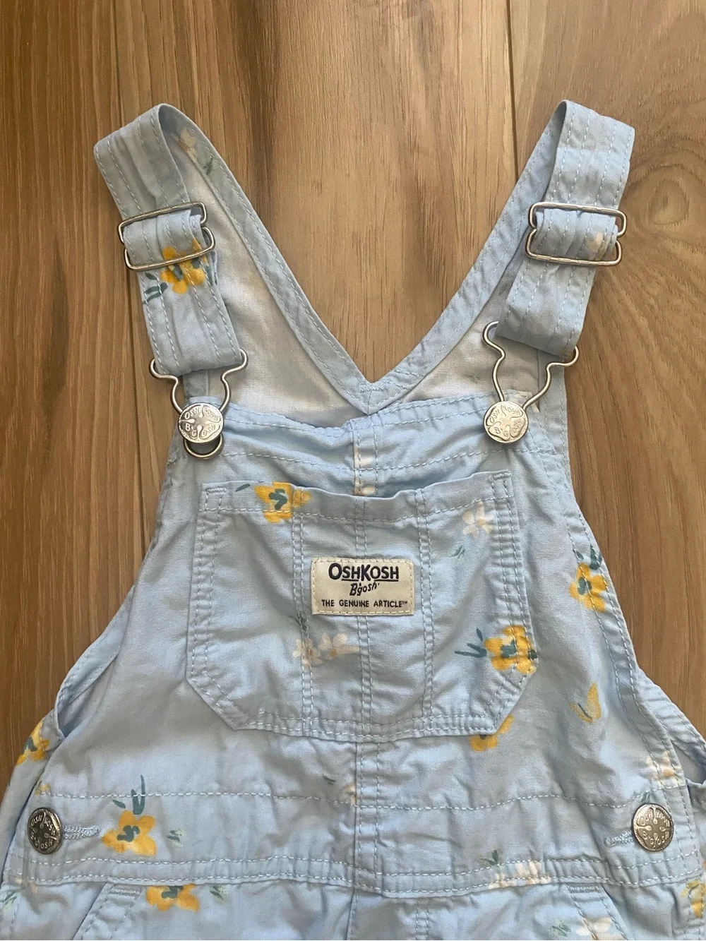 OshKosh B'gosh Blue Floral Shortalls Overalls Size 3T